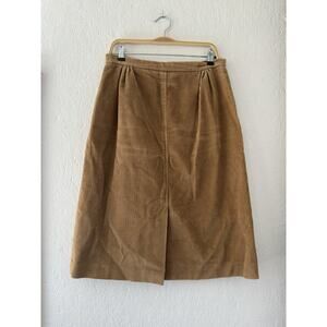 Vintage Nordstrom Town Square Tan Corduroy Midi Cotton Skirt Women's Size 18